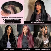 Perruque Lace Front HD Pré-Plucked avec Fermeture en Dentelle Transparente, Cheveux Vierges Vietnamiens, Sans Colle, Double Drawn, Longues Perruques en Gros