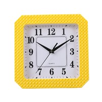 Horloge murale silencieuse carrée Art Déco de 11 pouces pour salon, en plastique PP + verre, mouvement analogique à quartz, simple face, deux pièces