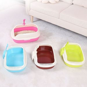 Factory Wholesale Semi-Closed Cat Litter Box Send Pet Litter Shovel Cat Litter Box Large Medium Small Cat Toilet