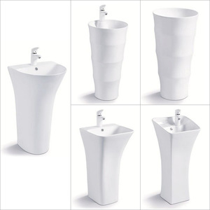 Lavabo de Pedestal de Cerámica Aivijia 480x420mm, Lavabo de Pie de una Pieza - Product Image 5