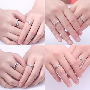 Anillo de Pareja Ajustable de Plata de Ley S925, Anillo de Compromiso Simple de Amor, Joyería Fina al por Mayor, Regalo de San Valentín - Product Image 4