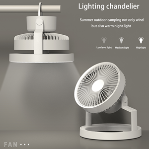 Ventilador de techo pequeño multifuncional con luz LED para exteriores, con fuente de alimentación, adecuado para tiendas de campaña al aire libre. - Product Image 6
