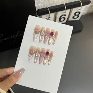 <span class=keywords><strong>Manicura</strong></span> <span class=keywords><strong>Francesa</strong></span> Ojo de Gato Elegante de Otoño/Invierno Hecha a Mano <span class=keywords><strong>con</strong></span> Brillo, Sofisticada y Favorecedora. - Product Image 2