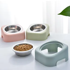 Moderno feito sob encomenda impresso retrátil anti derrapante levantou lento alimentador para animais de estimação bacia do cão cão tigelas de viagem de aço inoxidável 304