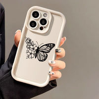 Étui de téléphone portable élégant en TPU souple antichoc de la marque Moni, impression couleur pour 11 12 13 14 15 16 17 Pro Max, motif papillon et fleur