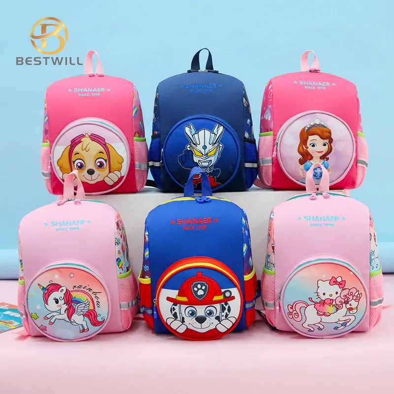 BESTWILL kids cute polyester kindergarten backpack custom student children school bag for girls boys book school bag
