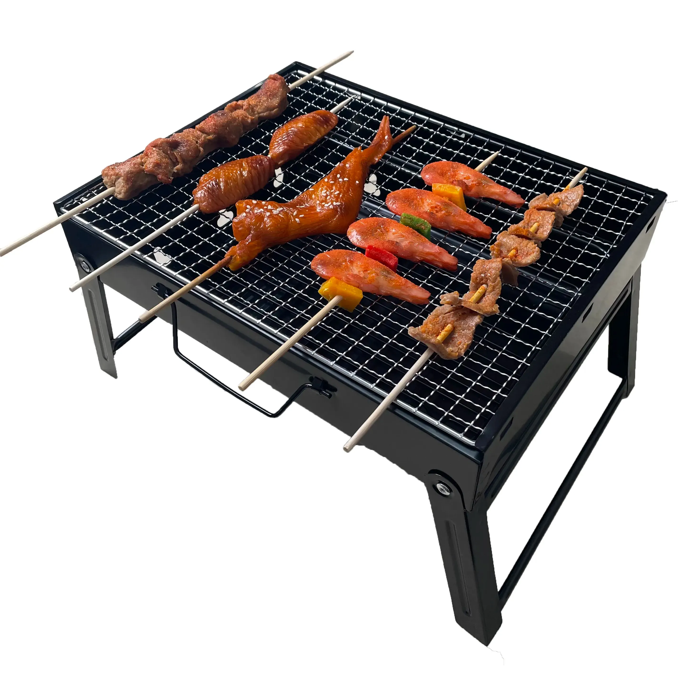 Grillades à charbon de bois pour barbecue extérieur portable avec outils de barbecue Ensemble de four à barbecue pratique avec serrure