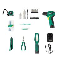 Kit de Perceuse Visseuse Sans Fil 12V Sans Balais 51007, 88 Pièces, pour Entretien et Installation Extérieurs, avec Lampe de Travail et Boîte à Outils Métallique