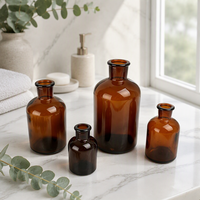 Bouteilles d'apothicaire en verre ambré, corps rond, bocaux à large ouverture avec couvercle en liège pour huiles essentielles, teintures végétales, médicaments, cosmétiques, bricolage