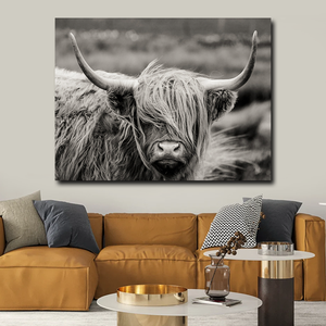 Pintura de ganado de las Tierras Altas escocesas, póster de animales en blanco y negro, imagen impresa, lienzo nórdico, marco de pared, decoración artística - Product Image 5