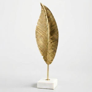 Modern Aluminum High Leaf Sculpture Gold Plated Handmade Eco-Friendly Durable Artistic Tabletop Decor for Living Room Home - Product Image 1