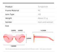 Lunettes de Soleil Personnalisées en Forme de Cœur Rouge et Rose pour Mariage, Faveurs de Fête Colorée, Teintes Amour Arc-en-Ciel Bonbon
