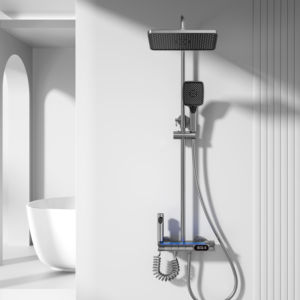 ชุดก๊อกน้ำฝักบัวในห้องน้ำชุดฝักบัวอาบน้ำแบบโมเดิร์นแปรงหรูหราติดผนังหัวฝักบัวสายฝนหัววาล์วเซรามิกหลักวัสดุทองเหลือง - Product Image 1