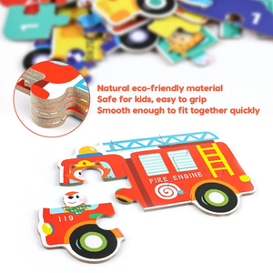 Desain baru mainan montessori ramah lingkungan tema Transportasi enam dalam satu teka-teki kayu dengan kotak logam untuk perjalanan anak - Product Image 2