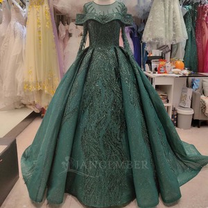 Robe de bal musulmane Lsany222, robe de mariée scintillante et moelleuse, perles luxueuses, appliques en dentelle, organza antistatique, robe de soirée - Product Image 2