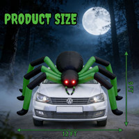 Araignée gonflable d'Halloween de 9 pieds pour décorations extérieures, décorations de voiture pour Trunk or Treat, décorations gonflables avec lumières LED intégrées
