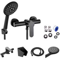 Robinet de douche mural moderne pour salle de bain, intérieur et extérieur, finition brossée, eau chaude et froide