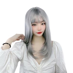 Perruque UMS Halloween Cruella Noire et Blanche, Longue et Droite, <span class=keywords><strong>avec</strong></span> <span class=keywords><strong>Frange</strong></span>, Synthétique, Double Trame, Entièrement Faite à la Machine, pour Cosplay - Product Image 6