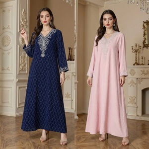 Caftán Musulmán para Eid Ramadán, Abaya <span class=keywords><strong>de</strong></span> Poliéster <span class=keywords><strong>de</strong></span> Manga Larga, Vestido Largo Elegante, Ropa <span class=keywords><strong>de</strong></span> Oriente Medio, Vestimenta Árabe para Mujer - Product Image 2