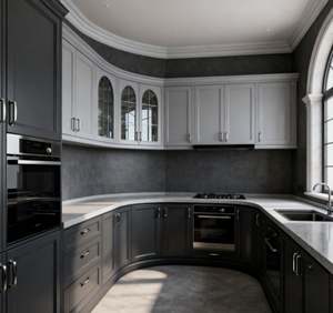 Ensemble d'armoires de cuisine à portes coulissantes, finition brillante, surface imperméable et résistante aux rayures, armoire autoportante - Product Image 3