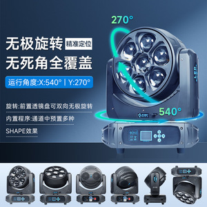 Jiechuang - Luz Móvil de Cabeza con 7 LED Tipo Ojo de Abeja, 60W, Iluminación de Escenario, Actuaciones en Interiores, Cambio de Color, Luz Inteligente - Product Image 3