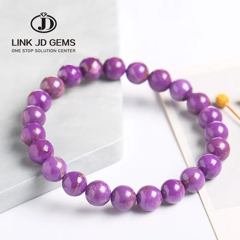 JD Natural American Purple Glimmer Stein Perlen Armband Edelstein Glatt Rund Phospho siderit Schmuck Geschenk Für Frauen Fabrik preis