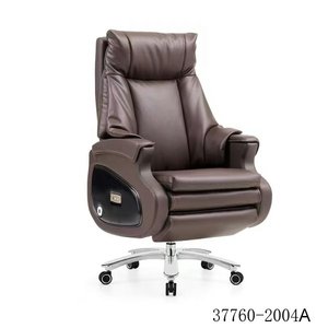Ergonomic Executive <b>Office</b> <b>Chair</b> PU/Cowhide Leather Chrome Base <b>Swivel</b> Recliner 37760-2004A1 - Product Image 1