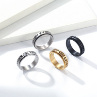 BINSHUO décompression Spin anneau en acier inoxydable bijoux nordique Viking Script Runes lettre Anti anxiété anneau rotatif pour hommes