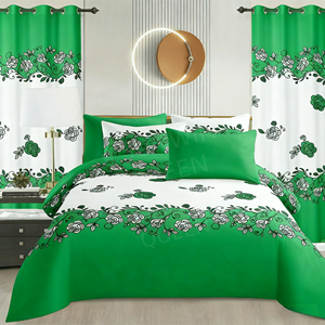 ชุดเครื่องนอนลายดอกไม้แบบใหม่ 8 ชิ้น พร้อมผ้าม่าน ตกแต่งบ้านอย่างหรูหรา ชุดผ้าปูที่นอนขายส่ง - Product Image 3