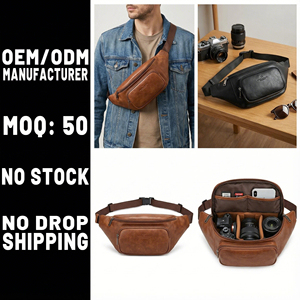 OEM Custom Convertible Gepolsterde Vegan Leer DSLR <span class=keywords><strong>Camera</strong></span> Schoudertas/Buiktas voor Mirrorless/DSLR, Geschikt voor 1 <span class=keywords><strong>Camera</strong></span> en 2 Lenzen - Product Image 2