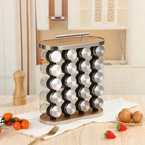 Nhà bếp Countertop thép không gỉ 20-Jar gia vị Organizer 5-Layer kim loại Rack với xử lý 20-Jar gia vị lưu trữ Jar - Product Image 1