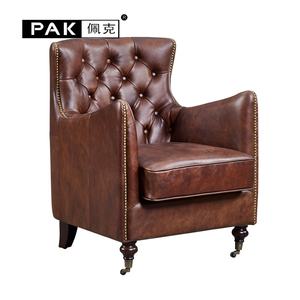 Fabriek Directe Verkoop Klassieke Antieke Meubels Lederen Stoel Chesterfield Vleugelstoel Voor Woonkamer En Sigarenkamer - Product Image 2