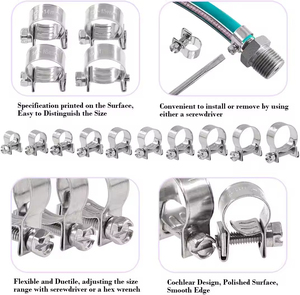 Colliers de serrage pour tuyaux multi-tailles, robustes, en acier inoxydable, avec boulon en T - Product Image 5