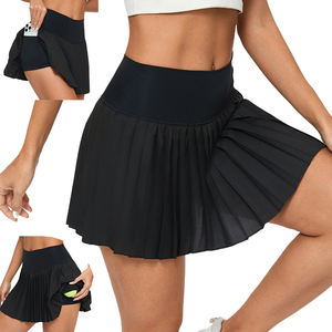 Pileli Yüksek Belli Yoga Spor Eteği - Badminton/Tenis İçin Tesettür Tasarım Yazlık Günlük Parlak Spandeks/Polyester Midi - Product Image 4