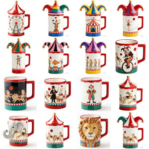 Taza de Cerámica con Diseño Creativo de Circo, Apta para Lavavajillas y Microondas, para Oficina, Hogar, Cafetería, Salón de Té - Product Image 6