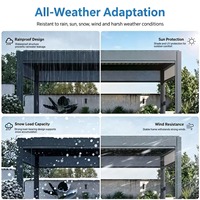 Pergola de luxe 4x4m imperméable avec bande LED intégrée pour espace de détente extérieur