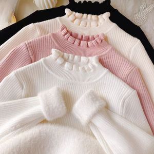 Maglione in Modal Ispessito per Bambine con Fodera in Pile e Bordo in Pizzo, Nuovo Pullover Chic 2024, Top in Maglia Trapuntata - Product Image 1