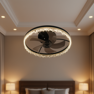 Ventilateur de plafond LED intelligent de 20 pouces avec télécommande, minuterie, variateur d'intensité, fonctionnement ultra-silencieux, montage encastré, lustre LED intégré - Product Image 2