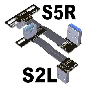 Flaches Band Rechtwinkliger USB 3.0 Typ A-Stecker auf USB 3.0 A-Verlängerung kabel für die Schalttafel einbau