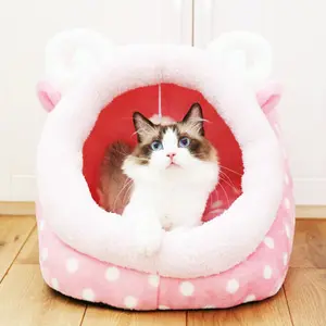 달콤한 고양이 침대 따뜻한 애완 동물 바구니 아늑한 새끼 고양이 안락 쿠션 고양이 집 텐트 매우 부드러운 작은 개 매트 가방