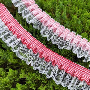 5cm Diy pakaian poliester jahit renda kotak-kotak kain dilipat pita pakaian hewan peliharaan kostum gaun tekstil lipit ruffle tepi pemangkasan - Product Image 5
