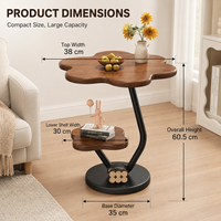 Table d'appoint moderne en forme de fleur avec étagère de rangement, structure métallique, table d'appoint pour canapé, salon, chambre à coucher