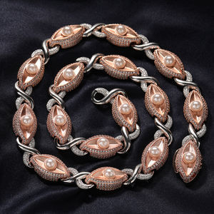 Collier personnalisé Hip-hop <span class=keywords><strong>Rap</strong></span> avec zircon étincelant, yeux en cristal de glace et yeux en perles, motif infini - Product Image 4