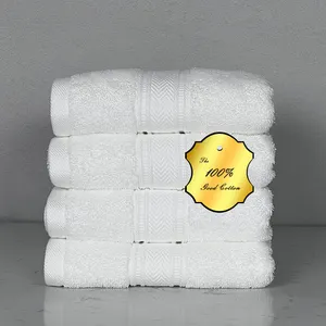 Top quality cotton towel set customized 100% cotton hotel and home jacquard pure white face towel