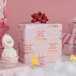 Happy Birthday Cake <b>Pattern</b> Gift Wrapping <b>Paper</b> Double-Sided Art <b>Paper</b> for Party Decorations - Product Image 1