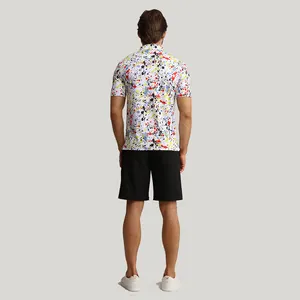 Wholesale Polyester Spandex Cotton Fabric Custom Logo Printing 4 Way Stretch Quick Dry Slim Fit Golf Polo T Shirt For Men