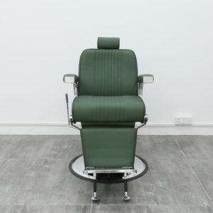 Özelleştirilebilir <span class=keywords><strong>Vintage</strong></span> yeşil deri berber koltuğu <span class=keywords><strong>Salon</strong></span> Styling güzellik dükkanı berber dükkanı hidrolik asansör sandalye - Product Image 2