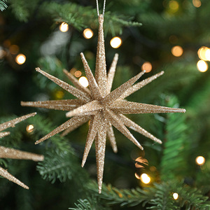 Juego de 2 Adornos Colgantes para Árbol de Navidad, Estrella Morava Grande de Plástico con Purpurina, 6 Pulgadas, Decoraciones Festivas - Product Image 4