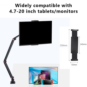 Soporte para Teléfono y Tablet para Cama, Soporte para Monitor Multiángulo con Diseño de Abrazadera de 3 Brazos, Soporte Metálico para Portátil para Oficina en Casa - Product Image 2