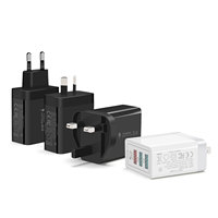 Chargeur mural électrique rapide HNT Wholesale 32W GaN 4 ports PD QC, adaptateur secteur multi-prises EU/US/UK/AU pour appareil photo, ordinateur portable, OEM CE FCC